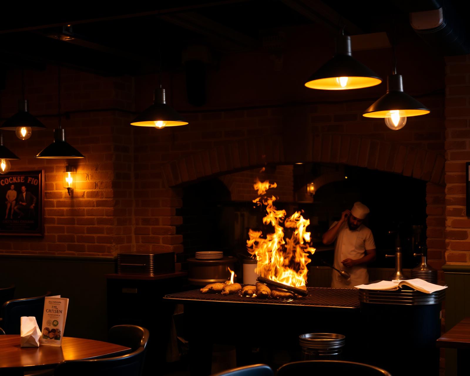 Open flame churrasqueira grill in our Lisbon kitchen
